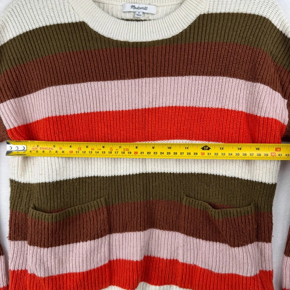 Madewell Striped Knit Sweater with Pockets Womens Size S‎ Multicolor Cotton